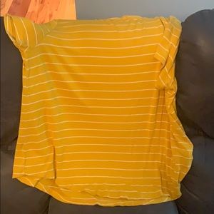 yellow and white striped short sleve